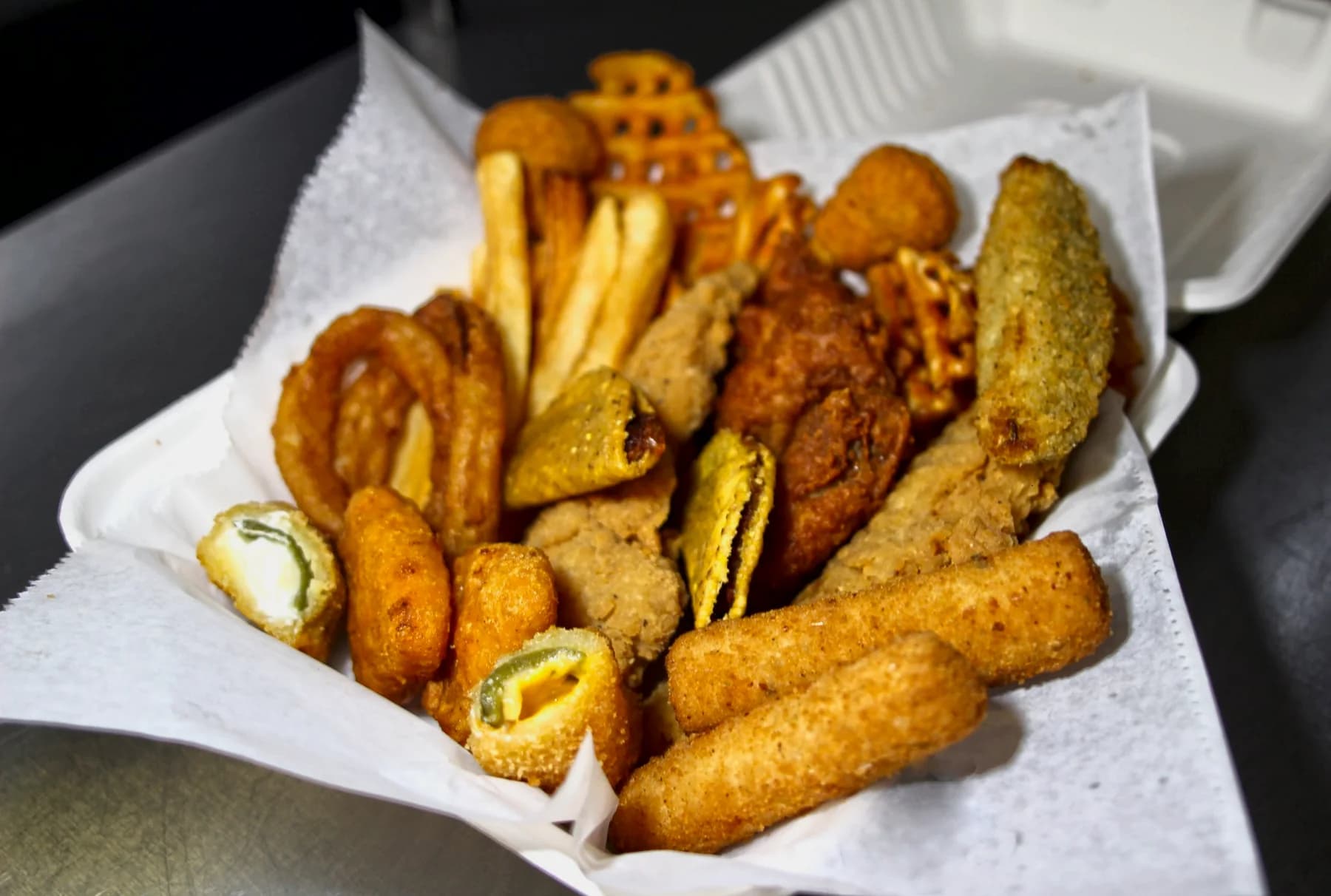 From the fryer: rings, fritters, sticks, poppers