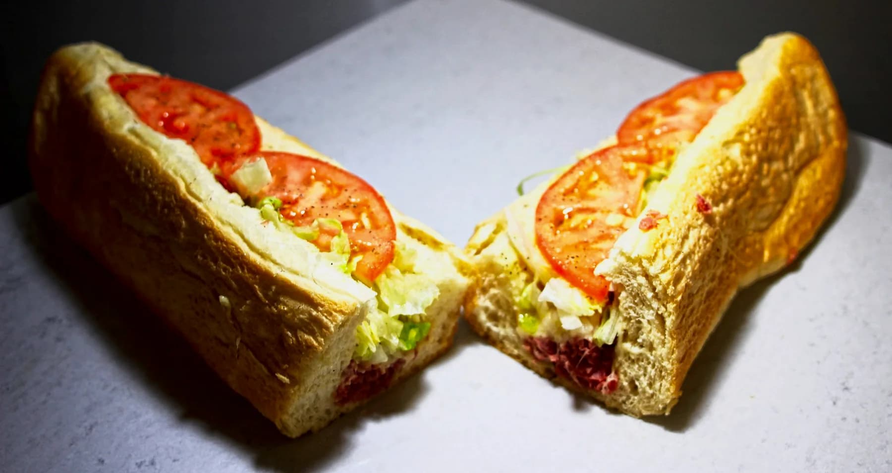 Halves, lettuce and tomato